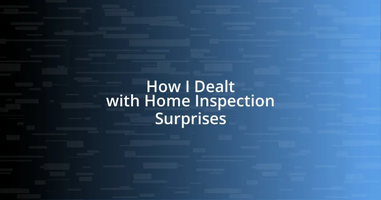 How I Dealt with Home Inspection Surprises