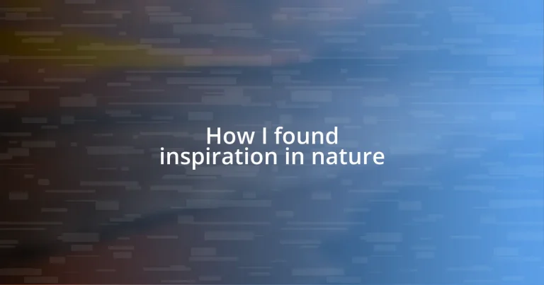 How I found inspiration in nature