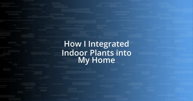 How I Integrated Indoor Plants into My Home