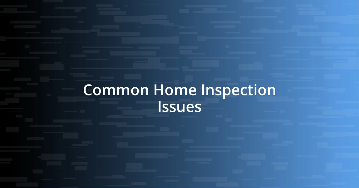 Common Home Inspection Issues