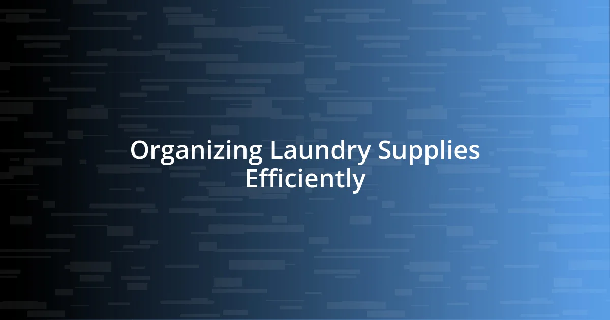 Organizing Laundry Supplies Efficiently